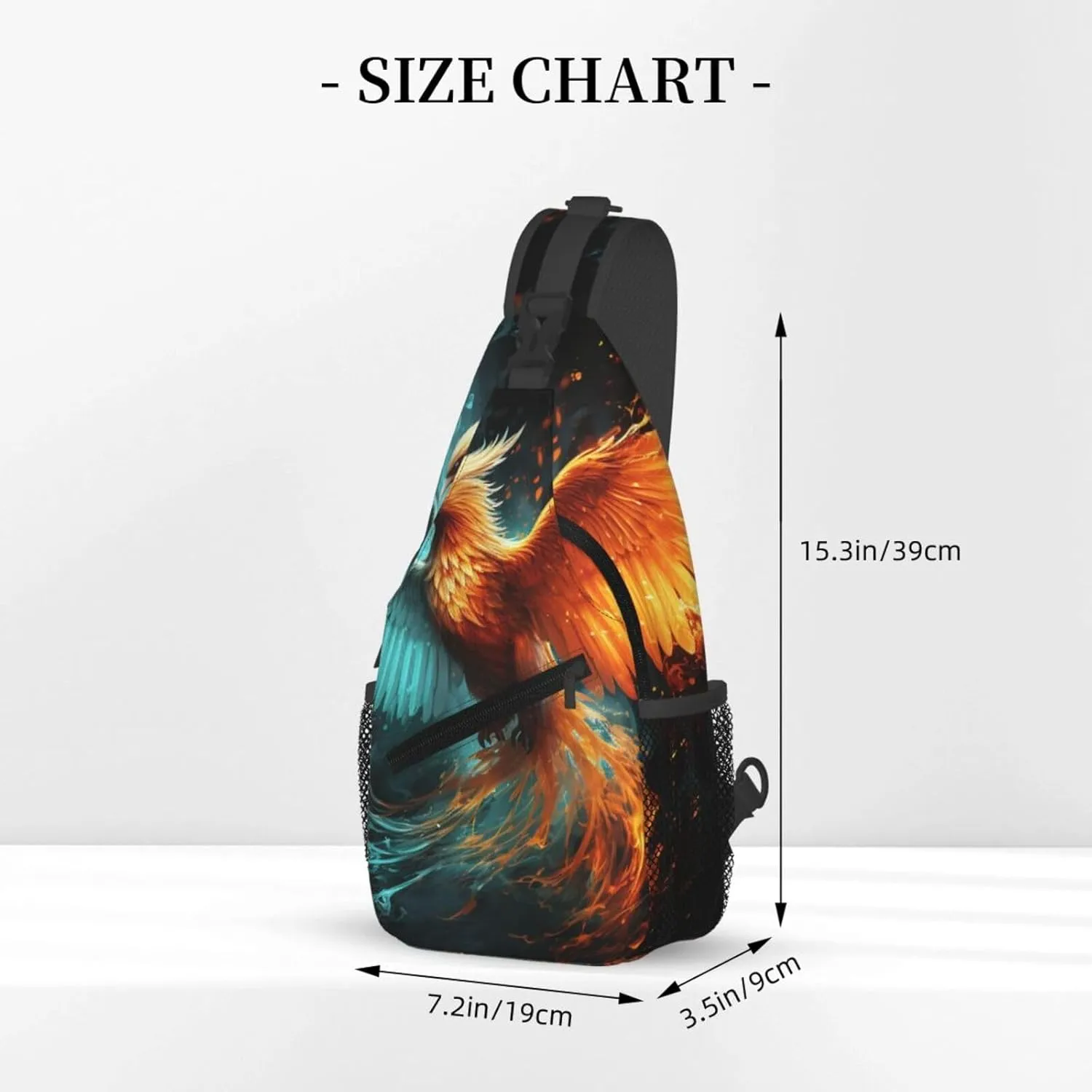 Sling Bag for Men Women Crossbody Backpack Fire and water phoenix Crossbody Bag Chest Bag for Travel Sport