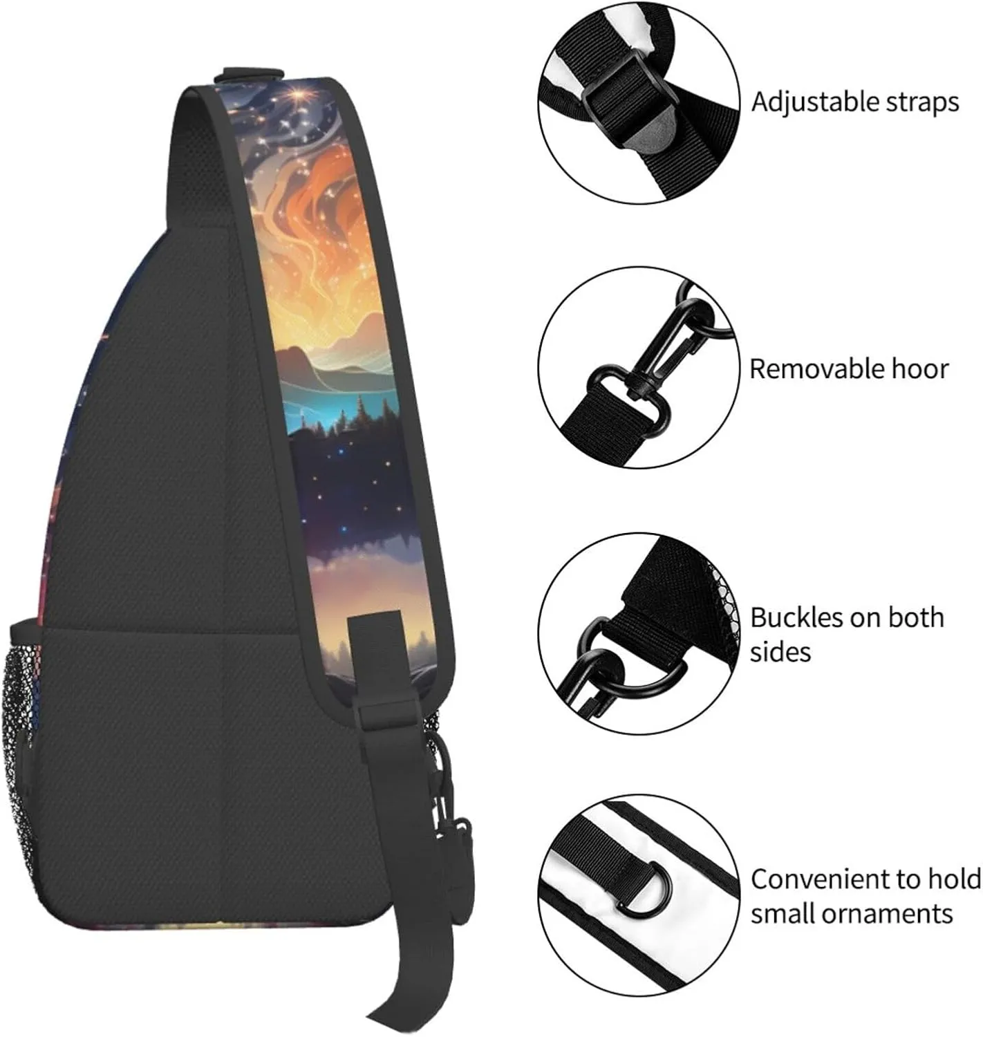 Sling Bag for Men Women Crossbody Backpack Gradient starry sky Crossbody Bag Chest Bag for Travel Sport