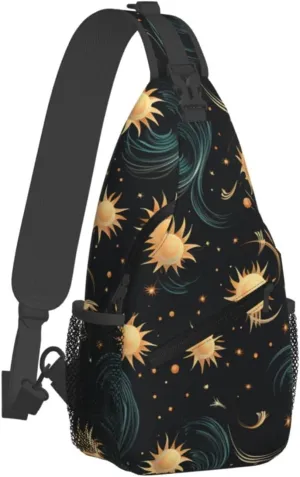 Sling Bag for Men Women Crossbody Backpack Repeating sun pattern Crossbody Bag Chest Bag for Travel Sport