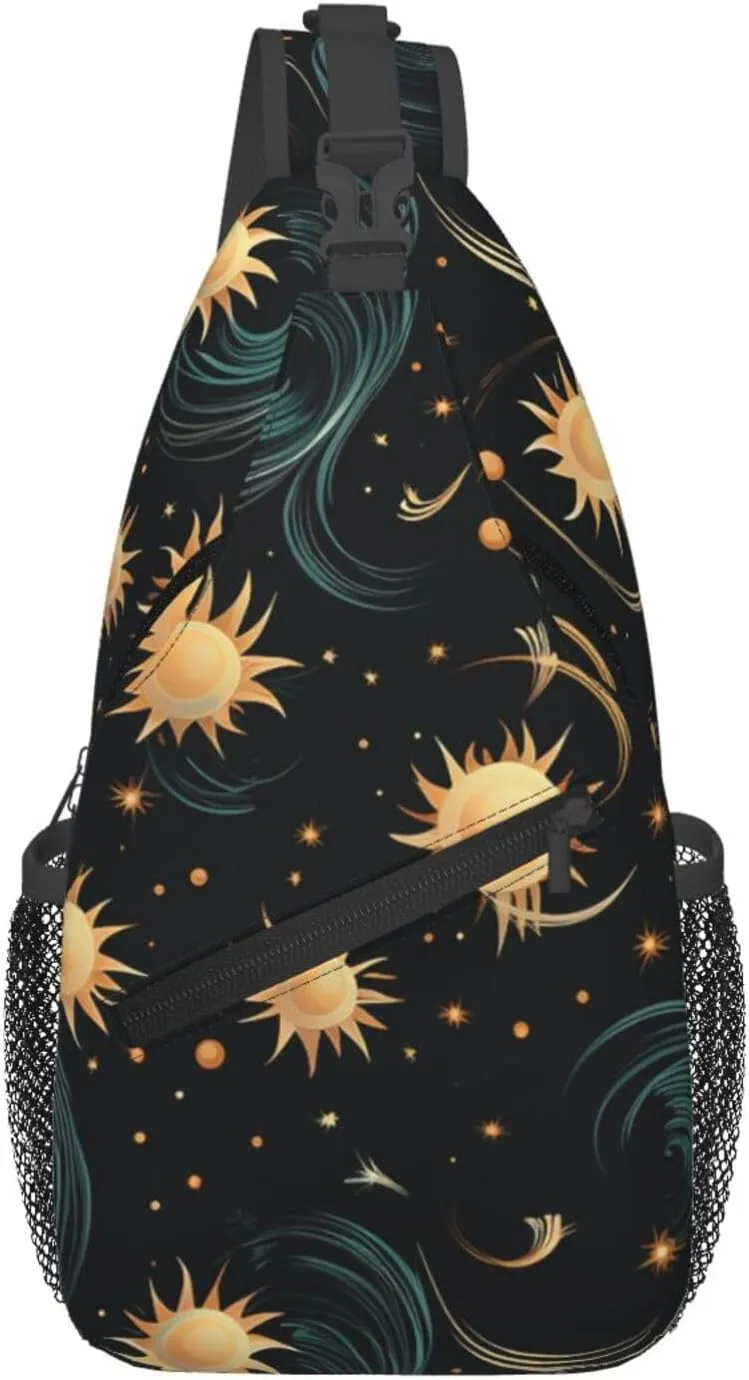 Sling Bag for Men Women Crossbody Backpack Repeating sun pattern Crossbody Bag Chest Bag for Travel Sport