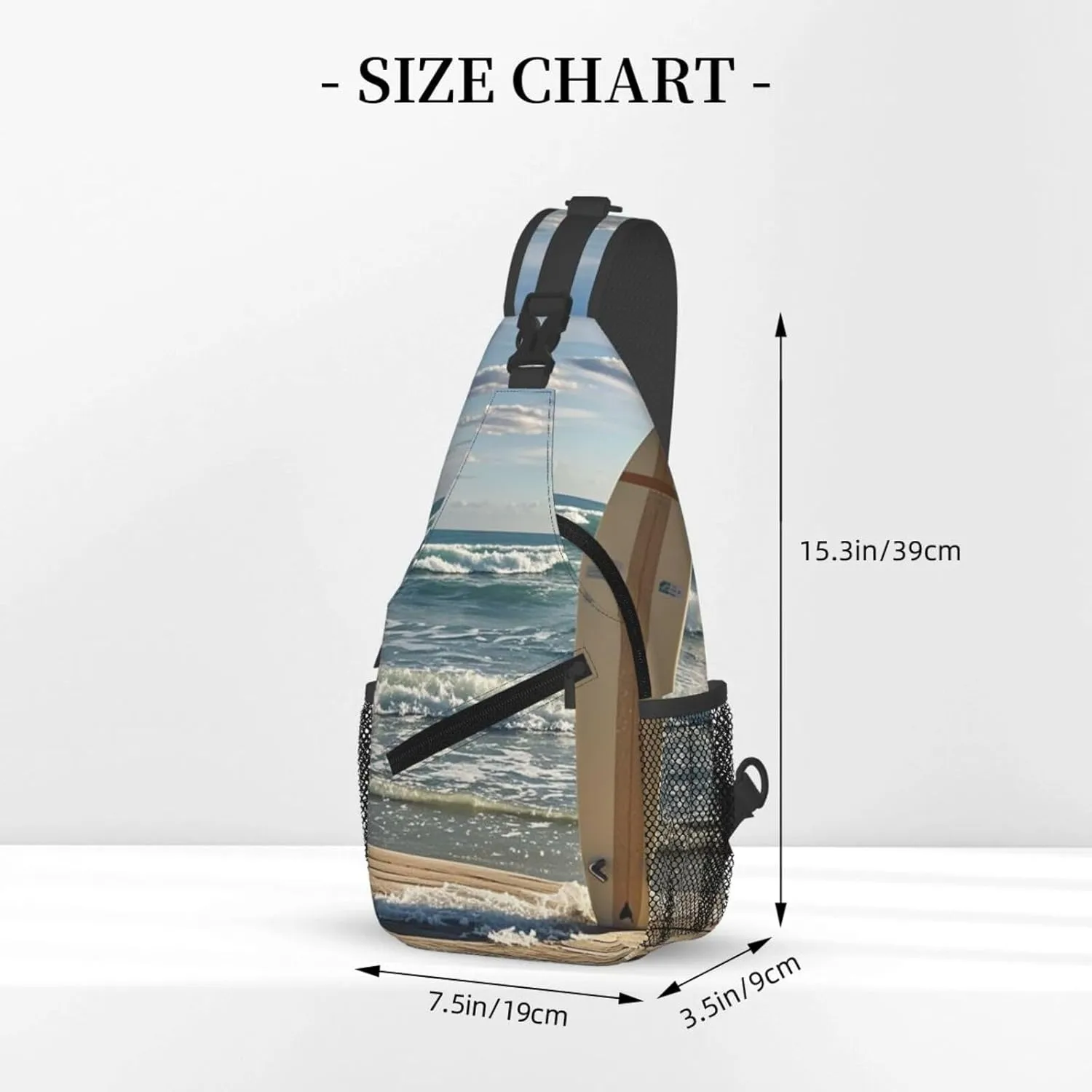 Sling Bag for Men Women Crossbody Backpack Surfboard on Wooden Crossbody Bag Chest Bag for Travel Sport