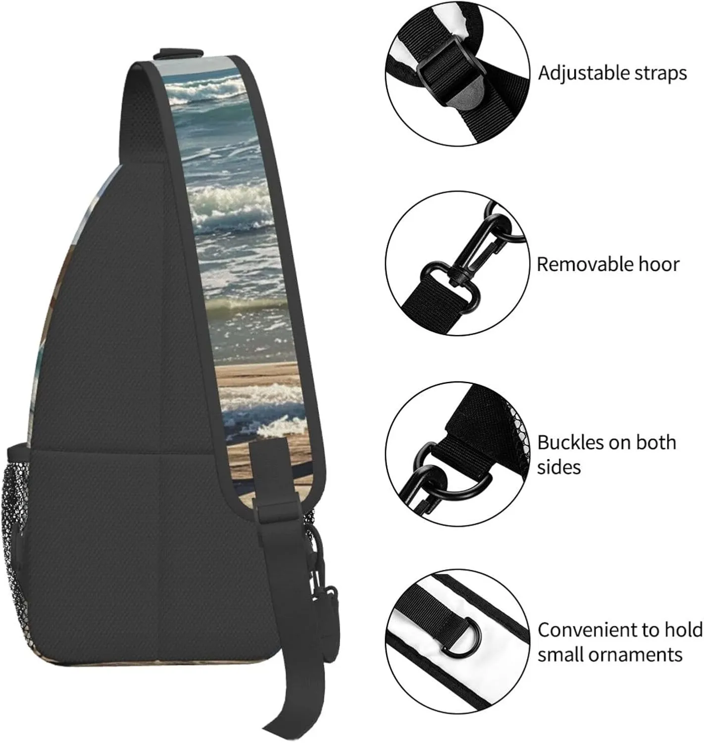 Sling Bag for Men Women Crossbody Backpack Surfboard on Wooden Crossbody Bag Chest Bag for Travel Sport