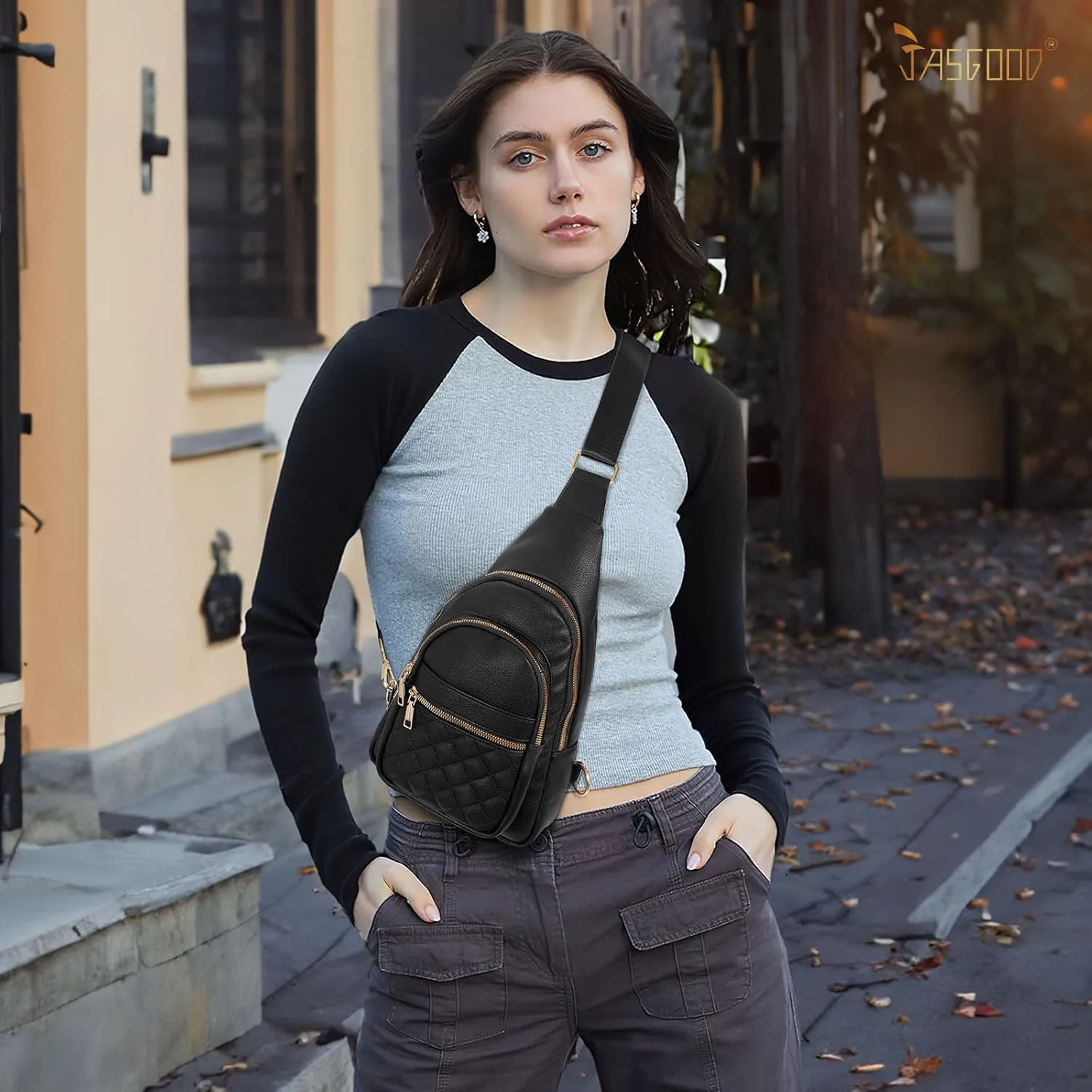 Sling Bag for Women Crossbody Leather Fanny Packs Chest Bag Fashion Sling Backpack Travel JASGOOD