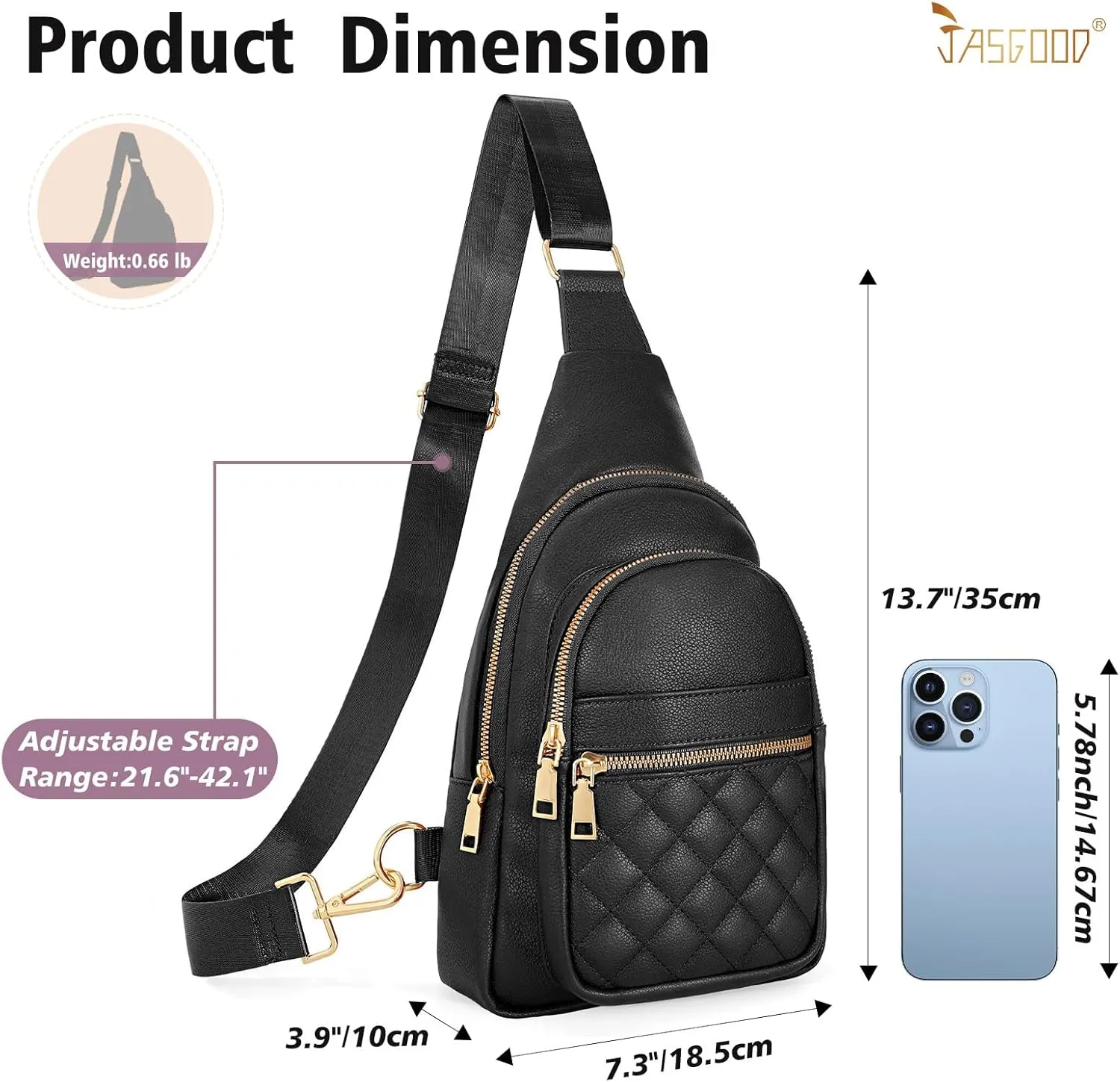 Sling Bag for Women Crossbody Leather Fanny Packs Chest Bag Fashion Sling Backpack Travel JASGOOD