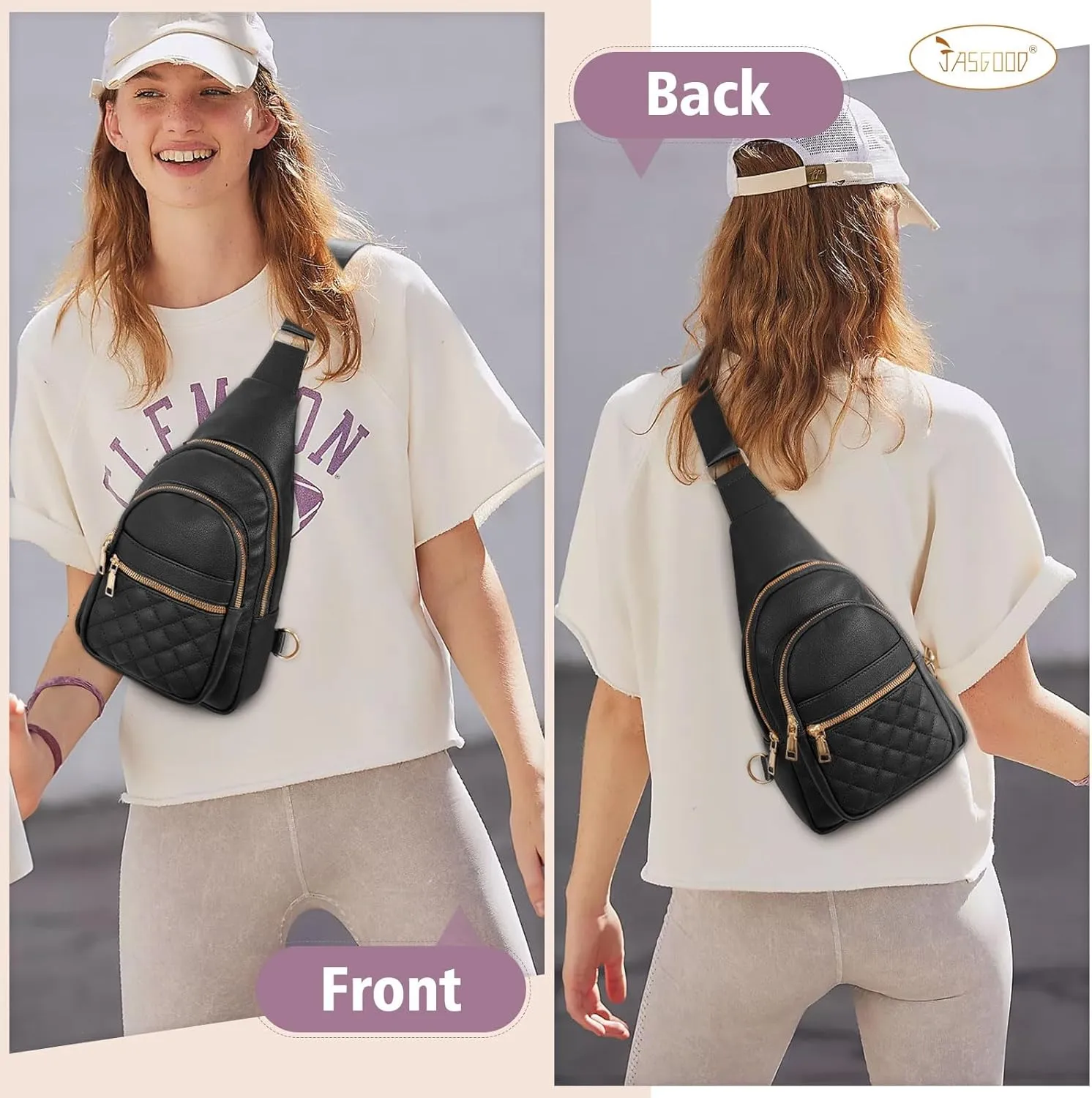 Sling Bag for Women Crossbody Leather Fanny Packs Chest Bag Fashion Sling Backpack Travel JASGOOD