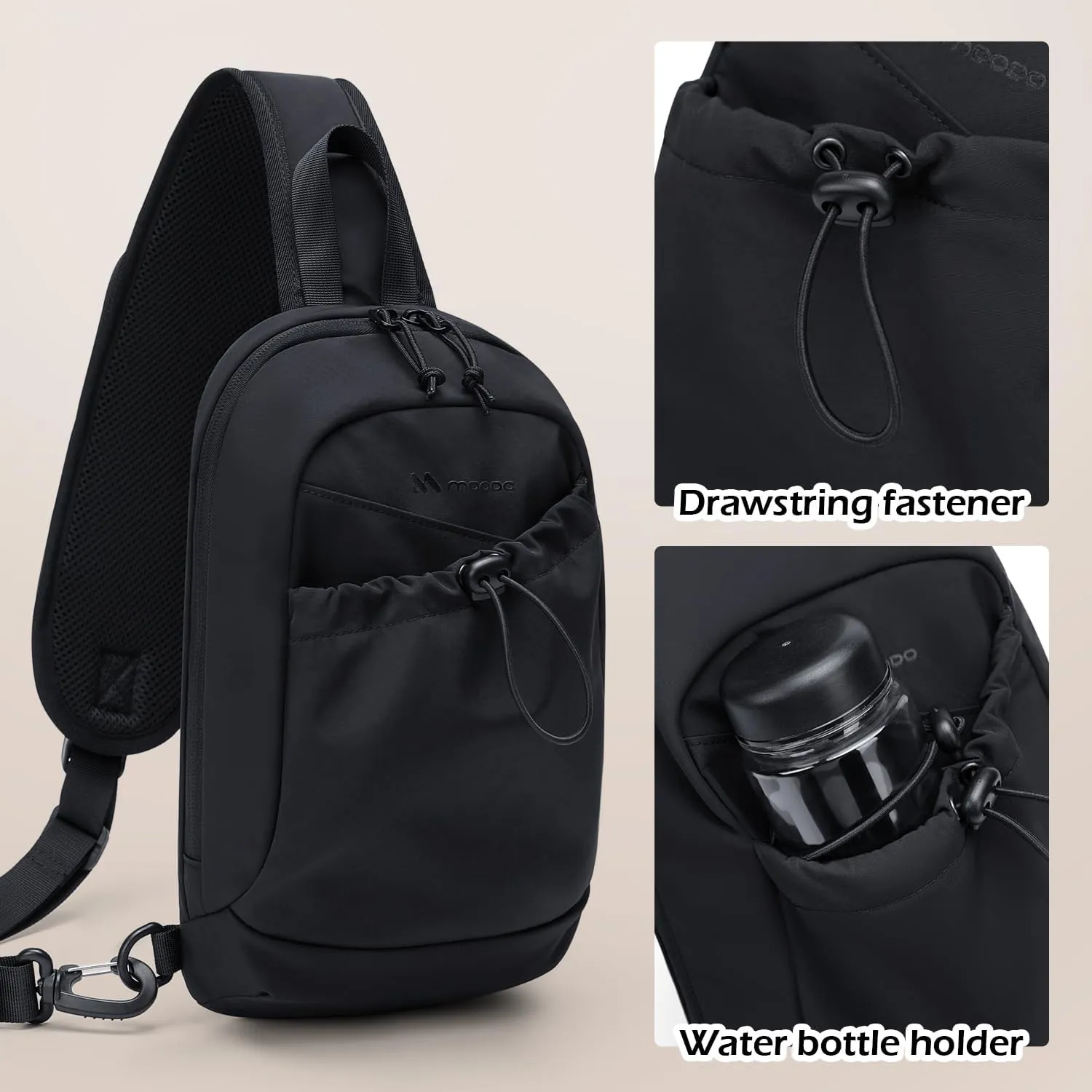 Sling Bag for Women, Crossbody Sling Chest Daypack Shoulder Cross body Bag for Casual Commuting Work Travel Sport Hiking,3.4L,Black