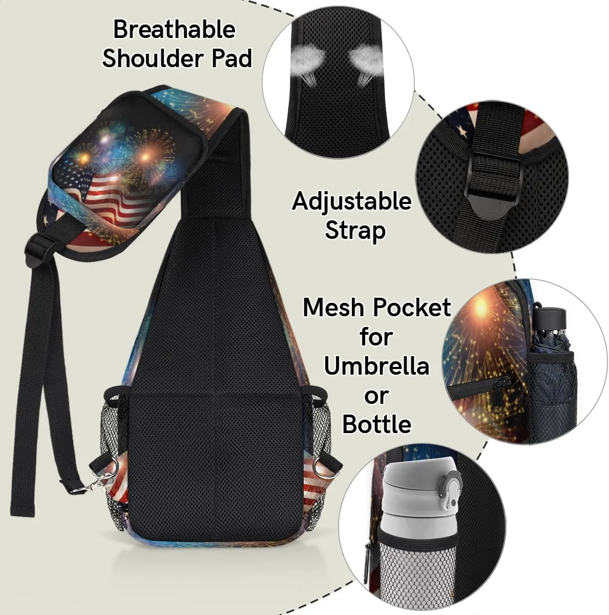 Sling Bag for Women Men Chest Shoulder Backpack Multipurpose Crossbody Bag Lightweight Travel Hiking Daypack