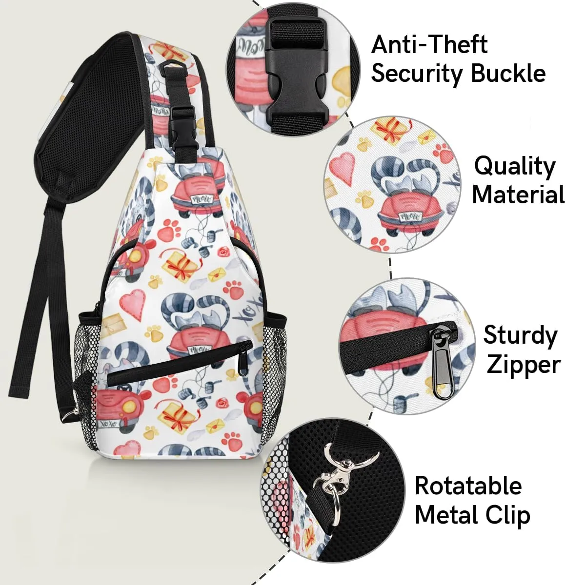 Sling Bag for Women Men Chest Shoulder Backpack Multipurpose Crossbody Bag Lightweight Travel Hiking Daypack