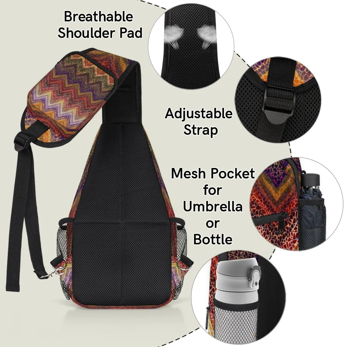 Sling Bag for Women Men Chest Shoulder Backpack Multipurpose Crossbody Bag Lightweight Travel Hiking Daypack