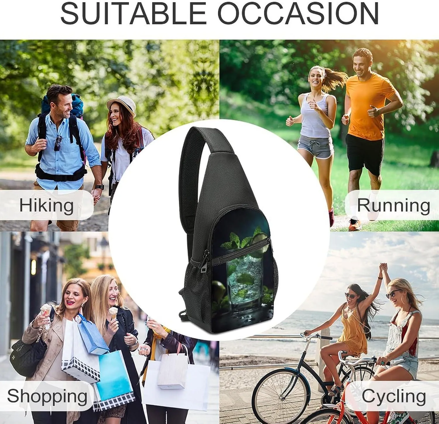 Sling Bag for Women Men Crossbody Bag Chest Bag Lustrous Stone Sling Backpack Fanny Packs Travel Hiking Daypack