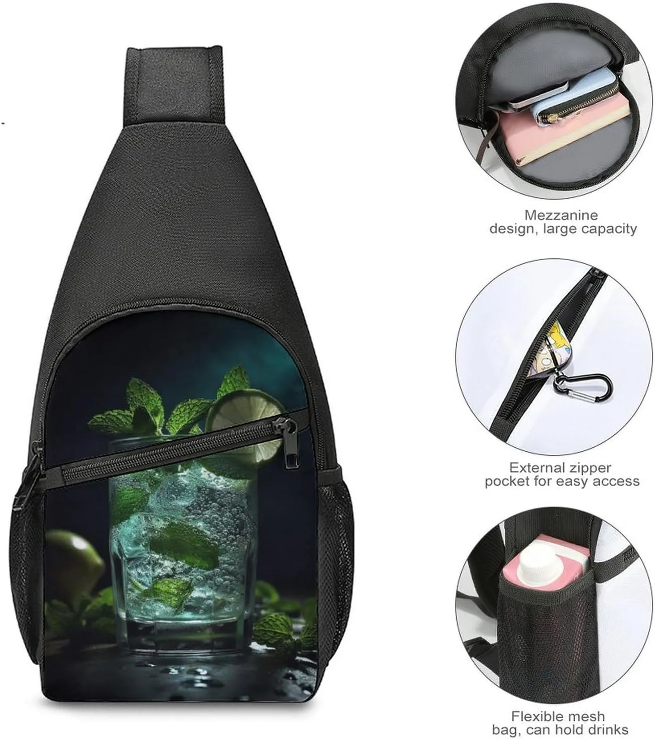 Sling Bag for Women Men Crossbody Bag Chest Bag Lustrous Stone Sling Backpack Fanny Packs Travel Hiking Daypack