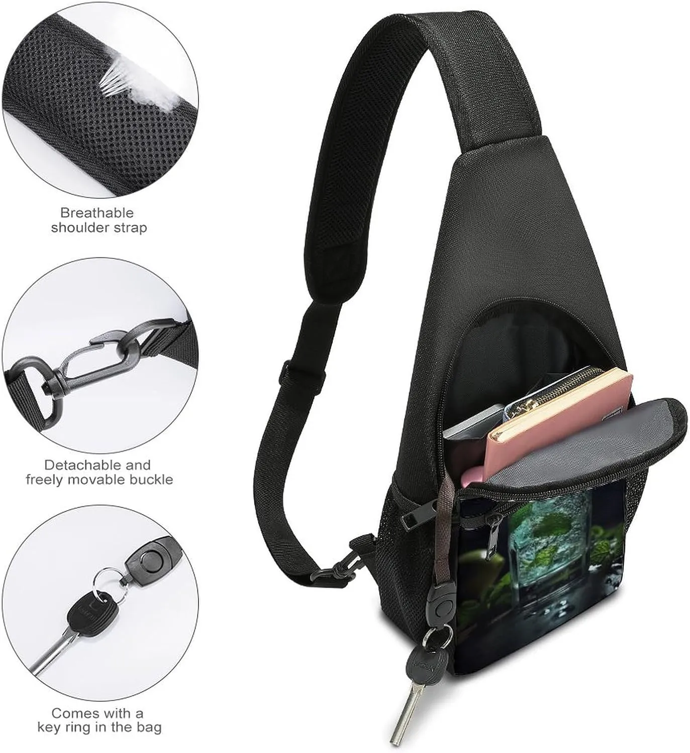 Sling Bag for Women Men Crossbody Bag Chest Bag Lustrous Stone Sling Backpack Fanny Packs Travel Hiking Daypack