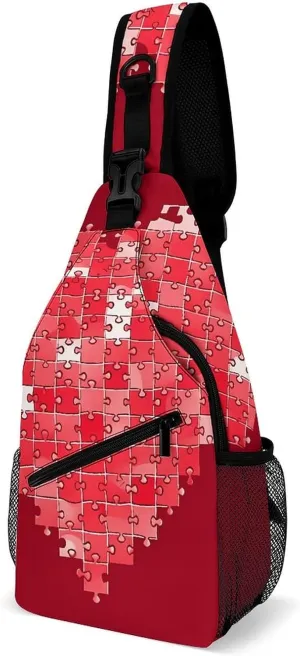 Sling Bag for Women Men Crossbody Bag Love Puzzle Chest Bag Sling Backpack Fanny Pack Casual Daypack for Travel