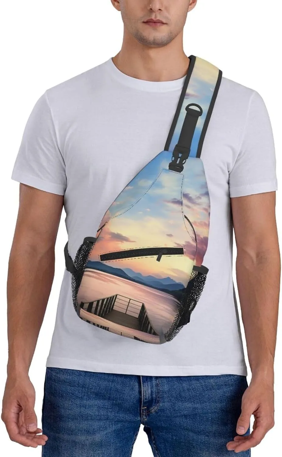 Sling Bag for Women Men Crossbody Bag Sling Backpack Calm sky Cross Body Bag Adjustable Chest Bag