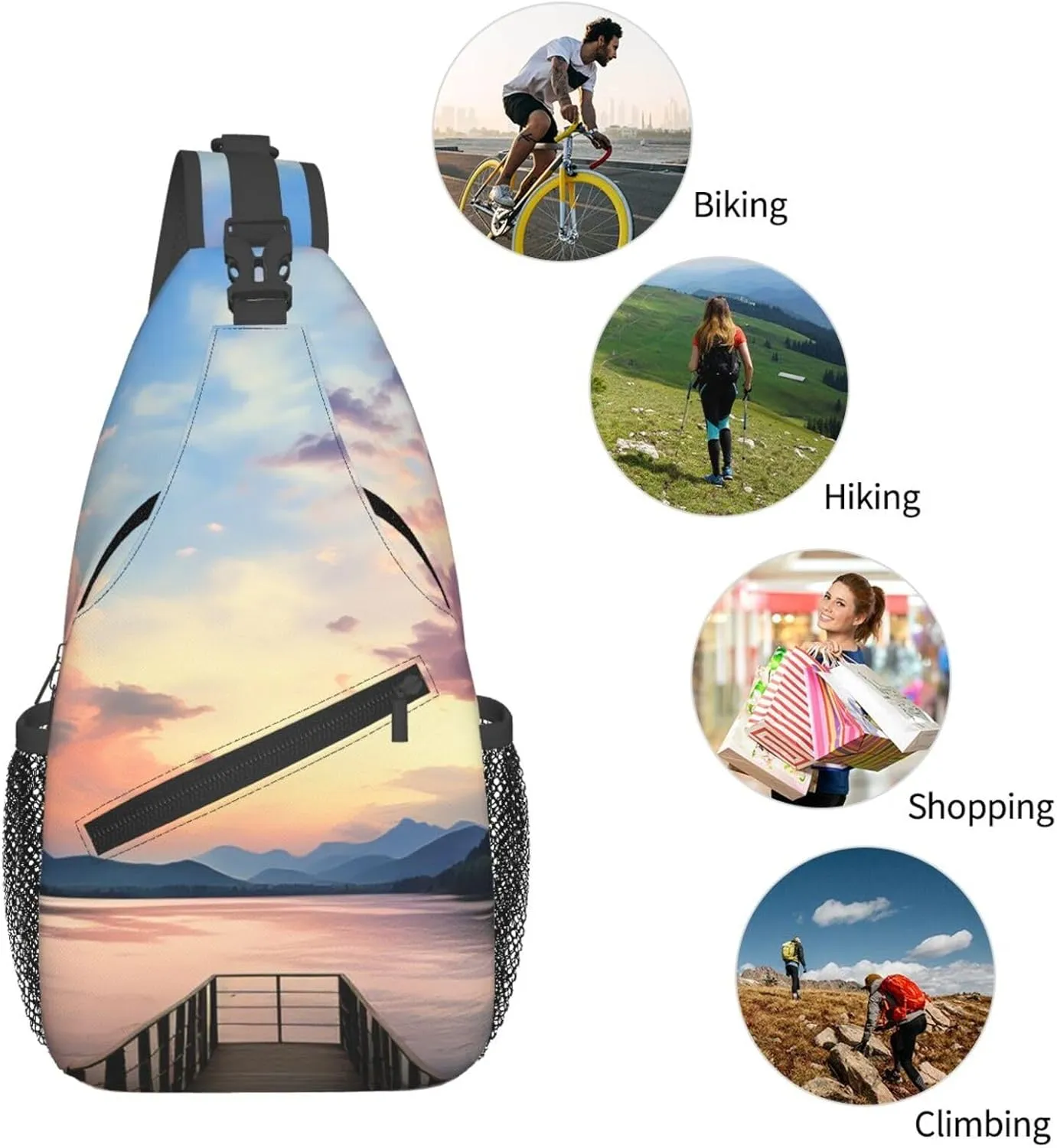 Sling Bag for Women Men Crossbody Bag Sling Backpack Calm sky Cross Body Bag Adjustable Chest Bag