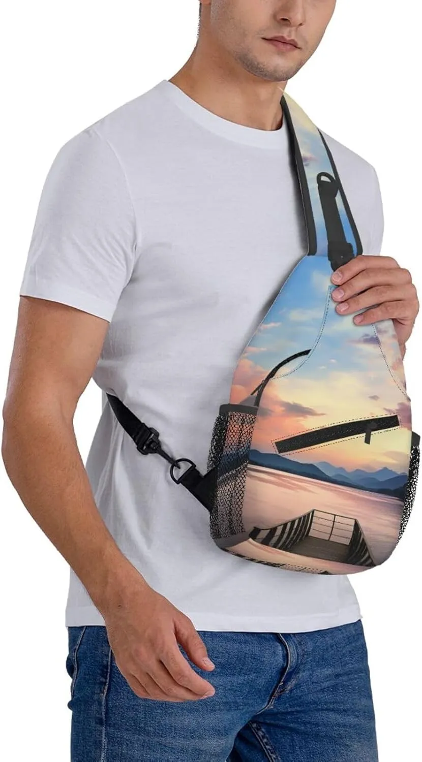 Sling Bag for Women Men Crossbody Bag Sling Backpack Calm sky Cross Body Bag Adjustable Chest Bag
