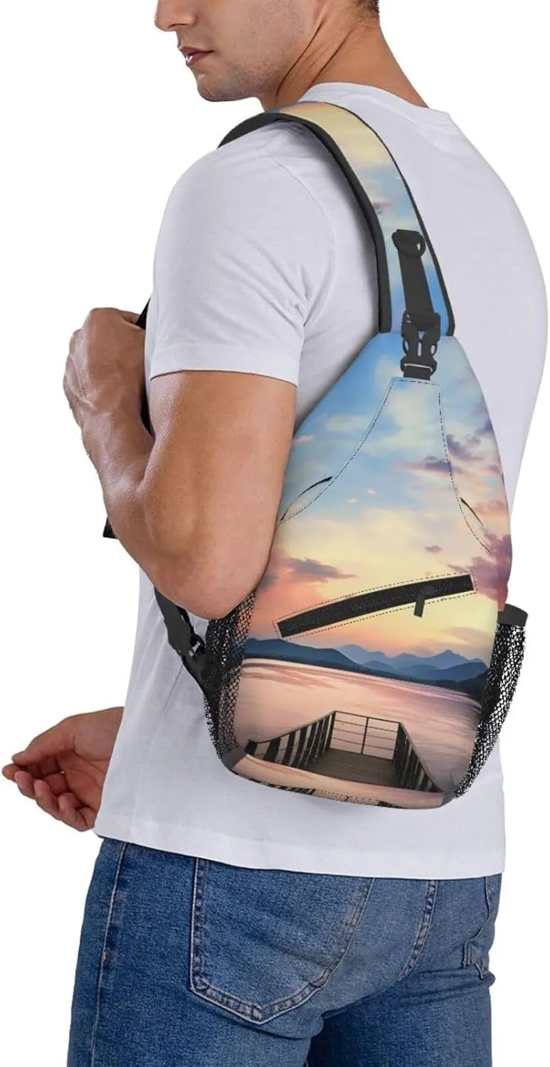 Sling Bag for Women Men Crossbody Bag Sling Backpack Calm sky Cross Body Bag Adjustable Chest Bag