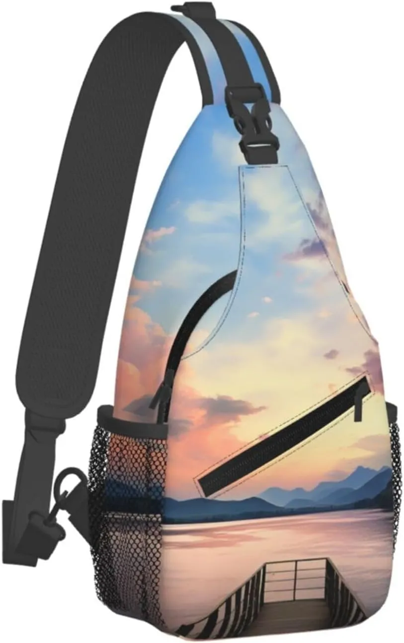 Sling Bag for Women Men Crossbody Bag Sling Backpack Calm sky Cross Body Bag Adjustable Chest Bag