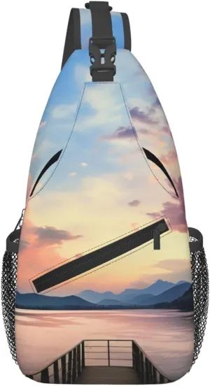 Sling Bag for Women Men Crossbody Bag Sling Backpack Calm sky Cross Body Bag Adjustable Chest Bag