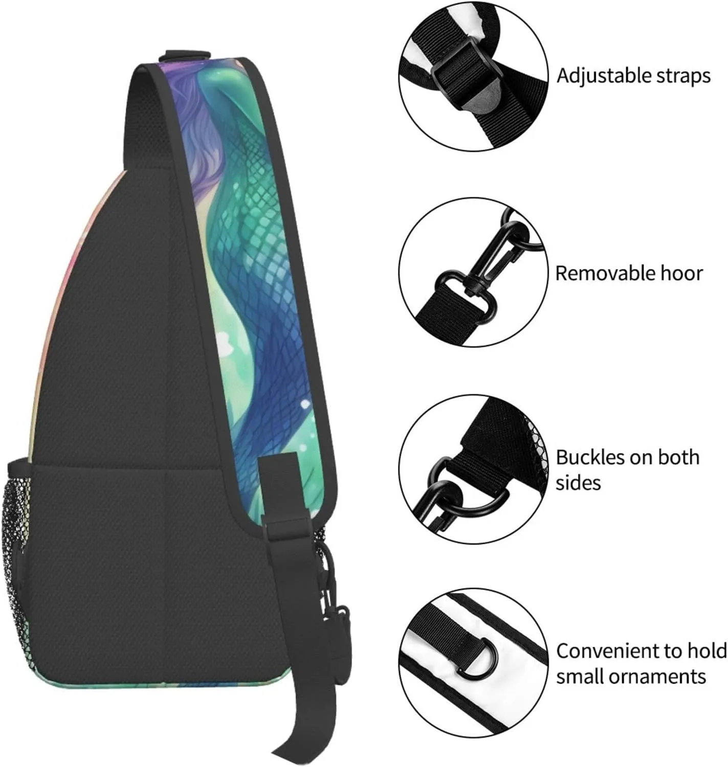 Sling Bag for Women Men Crossbody Bag Small Sling Backpack Beautiful Mermaid tail Chest Bag Hiking Daypack