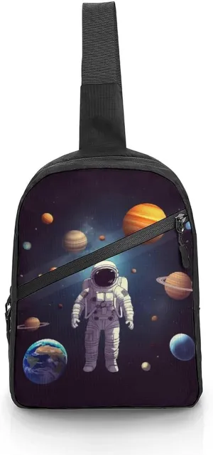 Sling Bag for Women Men Daypack Astronaut Solar System Planets Chest Bag Crossbody Backpack for Hiking Travel
