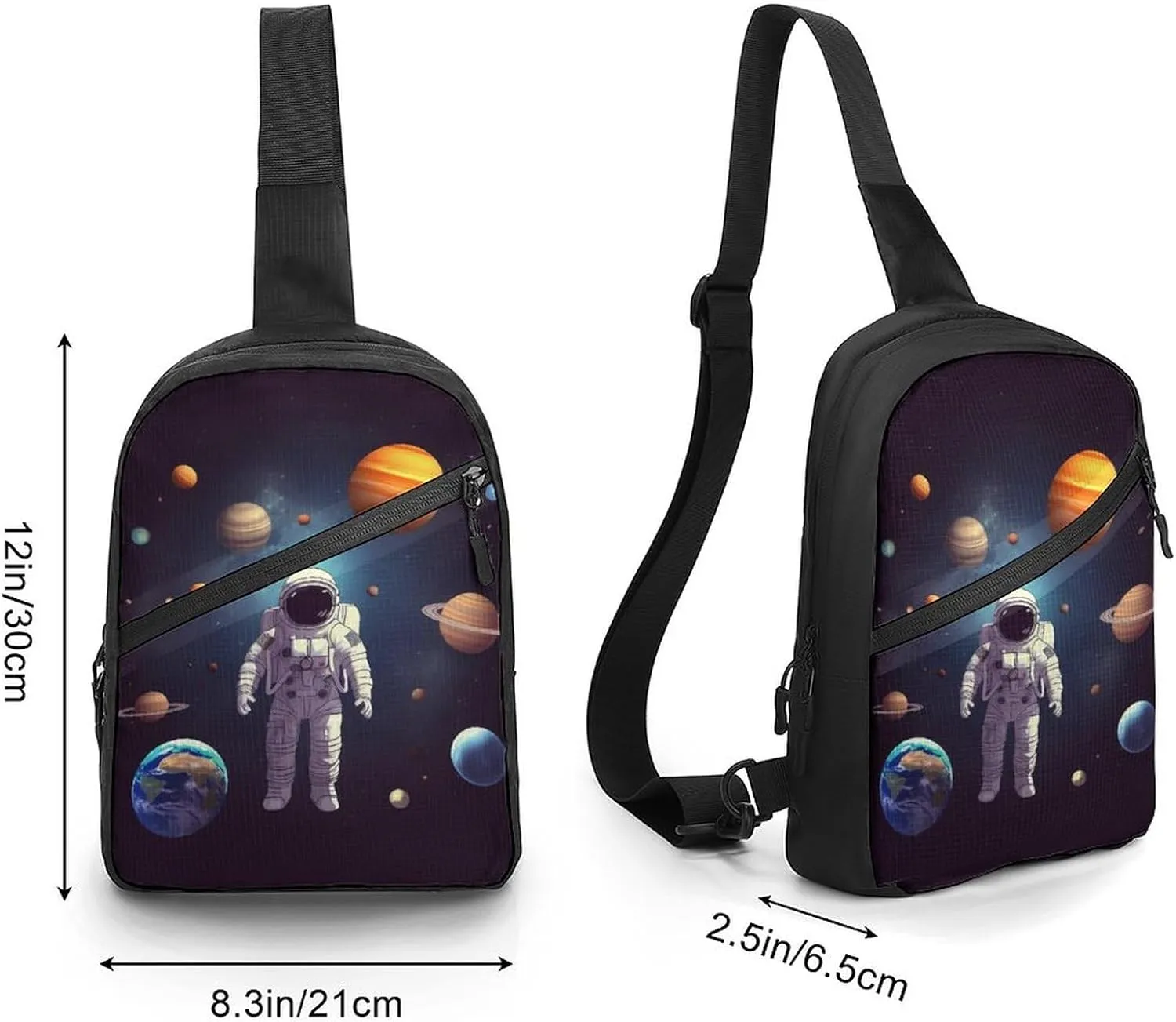 Sling Bag for Women Men Daypack Astronaut Solar System Planets Chest Bag Crossbody Backpack for Hiking Travel
