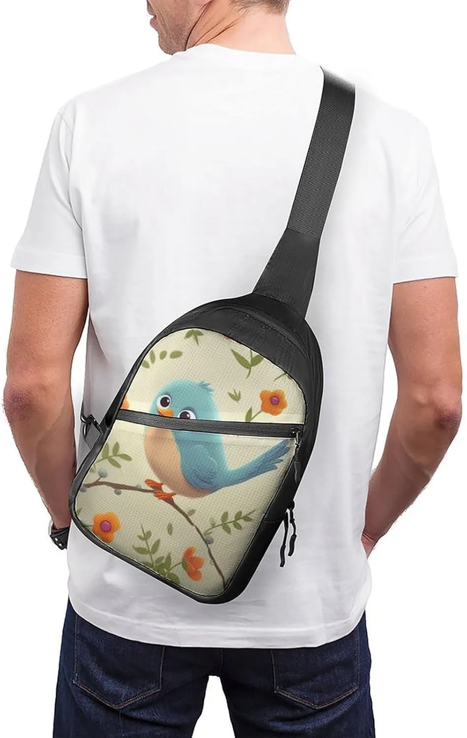 Sling Bag for Women Men Daypack Cute Bird Chest Bag Crossbody Backpack for Hiking Travel