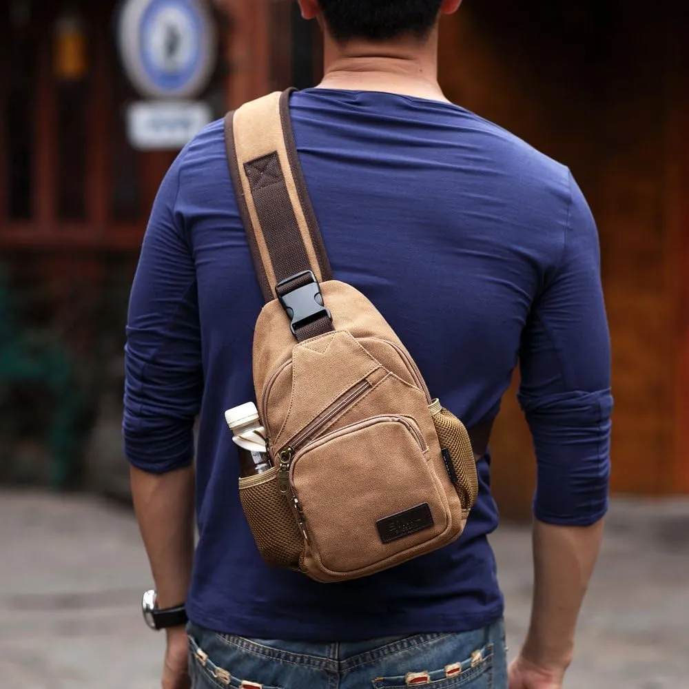 Sling Bag Pack Canvas Shoulder Sling Backpack Small Crossbody Chest Bag for ipad mini