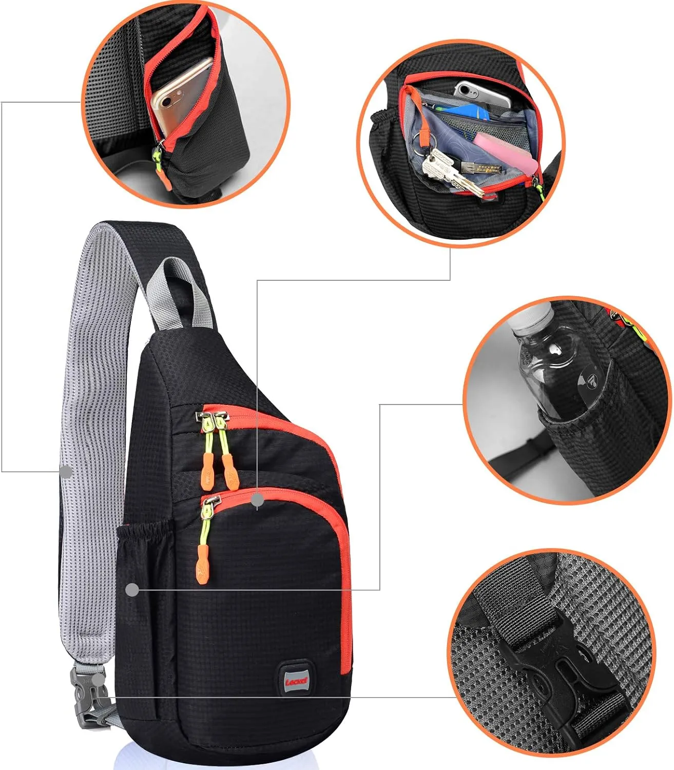 Sling Bag Waterproof Sling Backpack Lightweight Crossbody Chest Bag Daypack Hiking Travel for Women Men