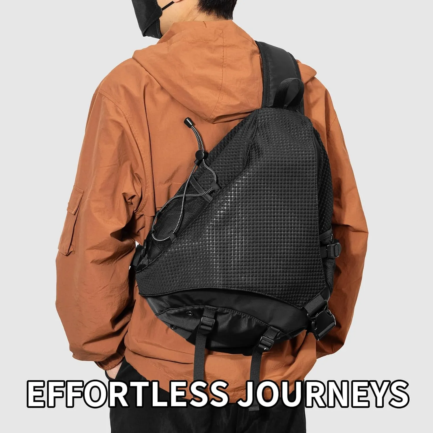 Sling Crossbody Backpack Shoulder Bag for Men Women One Strap Sling Bag Backpack for Hiking Walking Biking Travel Cycling (black, 18L)