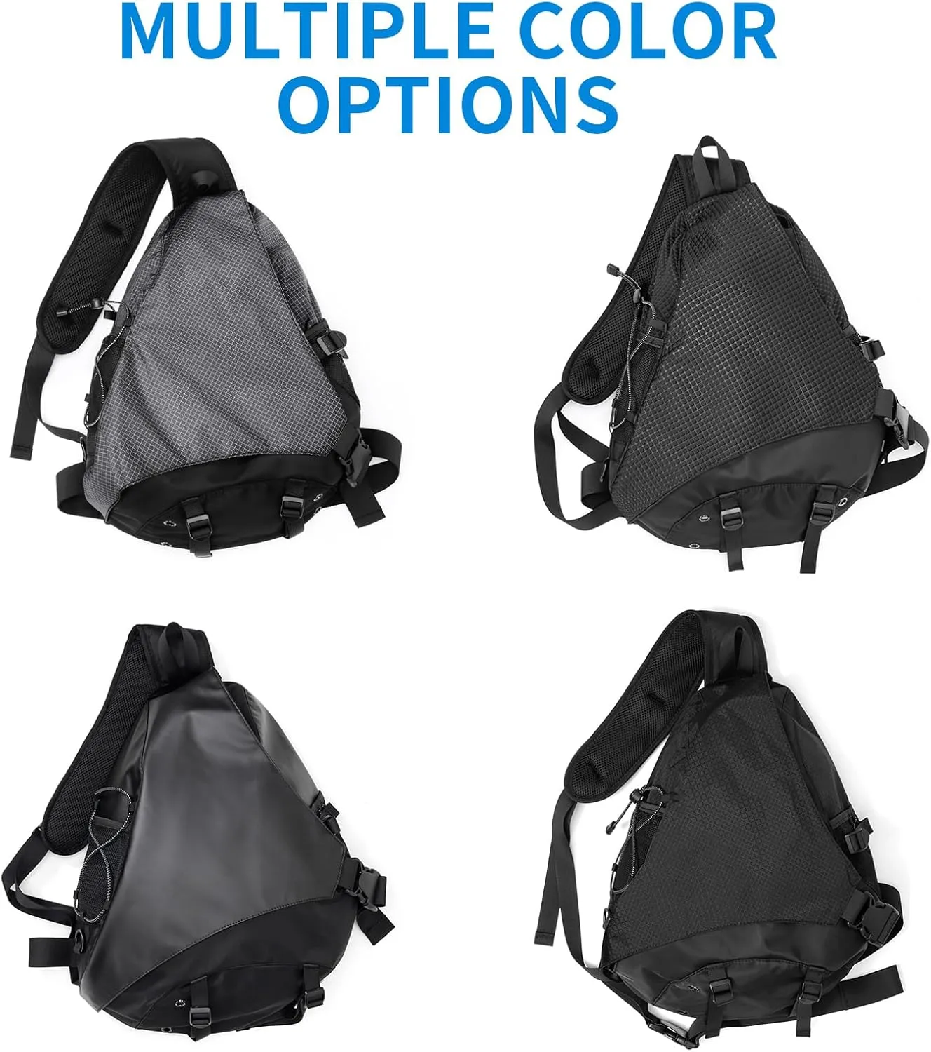 Sling Crossbody Backpack Shoulder Bag for Men Women One Strap Sling Bag Backpack for Hiking Walking Biking Travel Cycling (black, 18L)