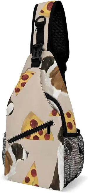 Sling Shoulder Backpack for Women Men Multipurpose Anti-Theft Travel Backpack Camping Outdoor Bag Tactical Satchel, Saint Bernard Dog Breed Art Chest Bag Rucksack