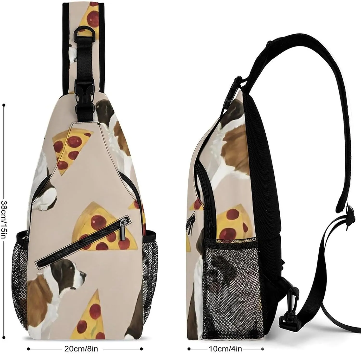 Sling Shoulder Backpack for Women Men Multipurpose Anti-Theft Travel Backpack Camping Outdoor Bag Tactical Satchel, Saint Bernard Dog Breed Art Chest Bag Rucksack