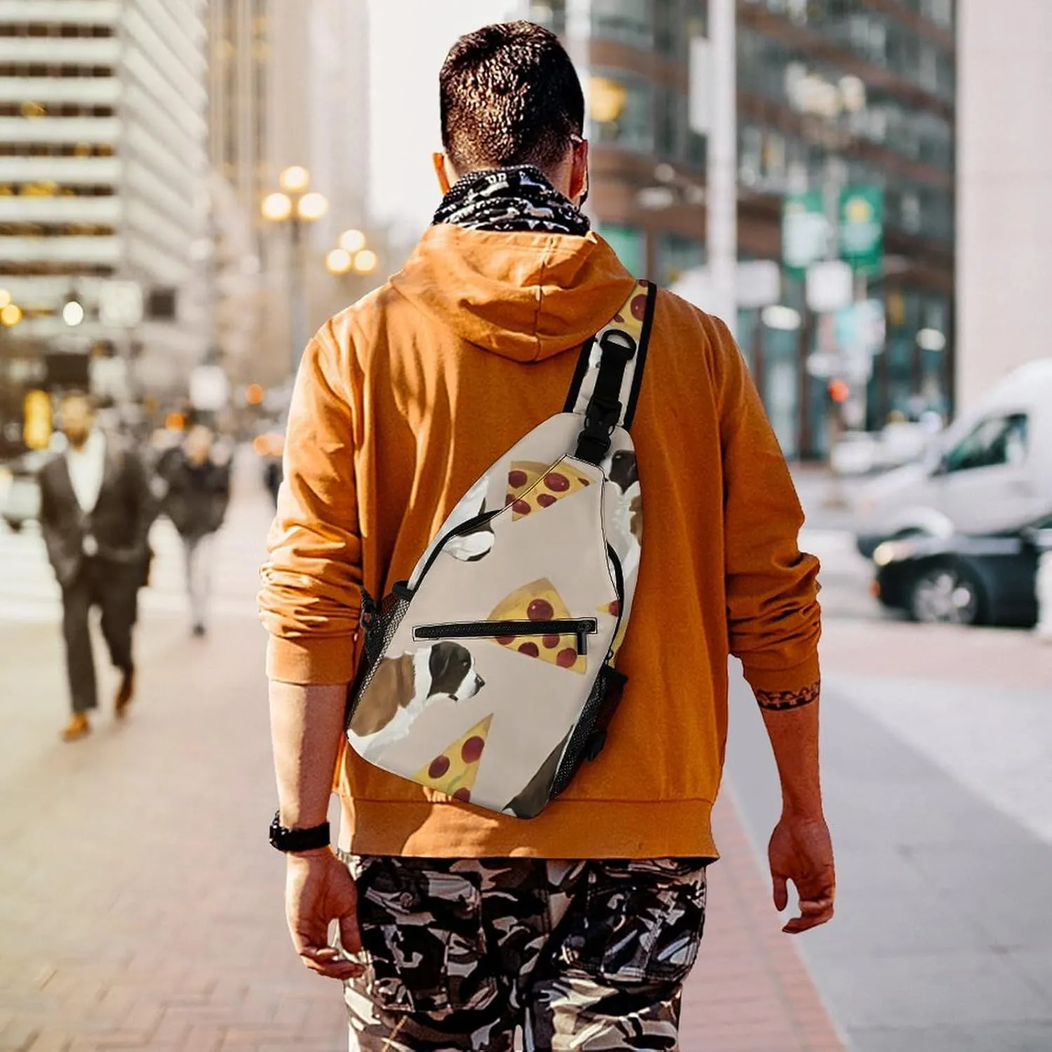 Sling Shoulder Backpack for Women Men Multipurpose Anti-Theft Travel Backpack Camping Outdoor Bag Tactical Satchel, Saint Bernard Dog Breed Art Chest Bag Rucksack