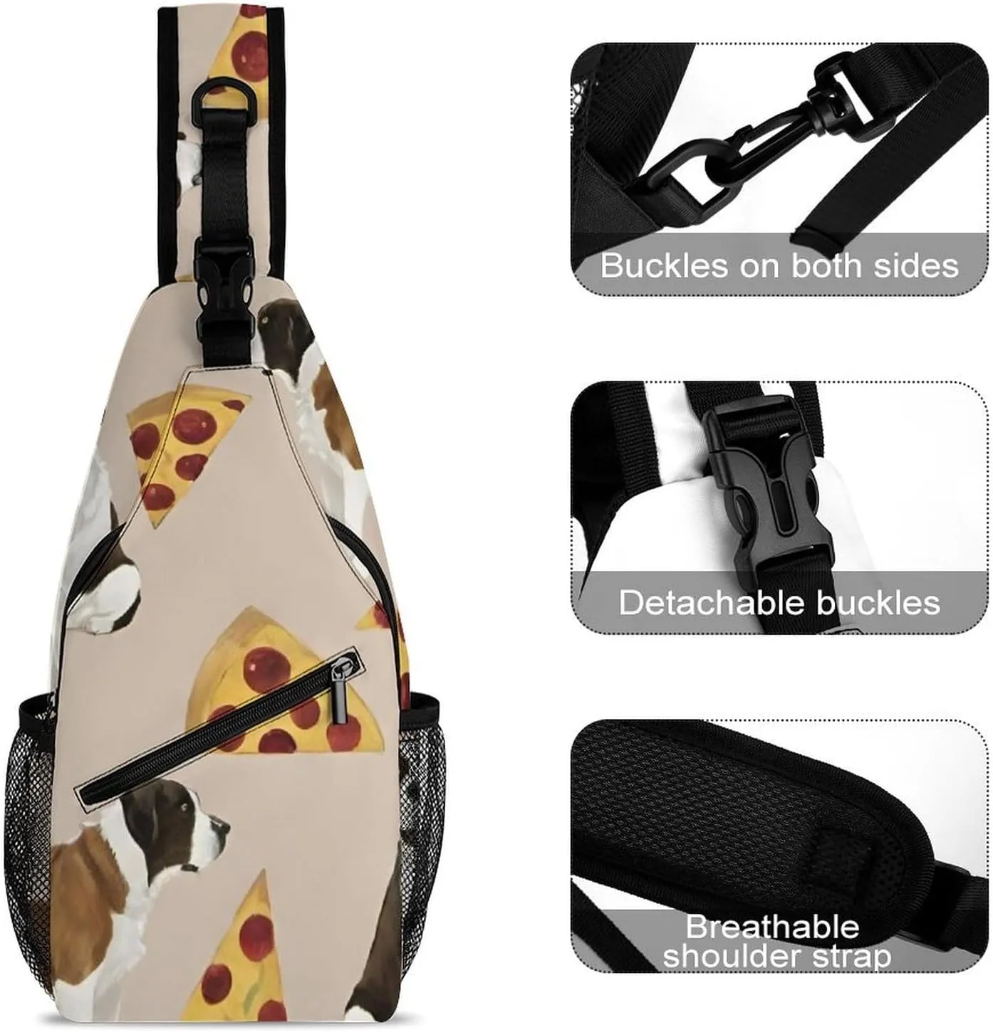 Sling Shoulder Backpack for Women Men Multipurpose Anti-Theft Travel Backpack Camping Outdoor Bag Tactical Satchel, Saint Bernard Dog Breed Art Chest Bag Rucksack