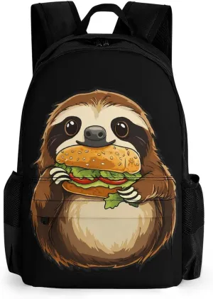 Sloth Eating A Sandwich Fashion Backpack Light Weight Daily Travel Hiking Laptop Shoulder Bag