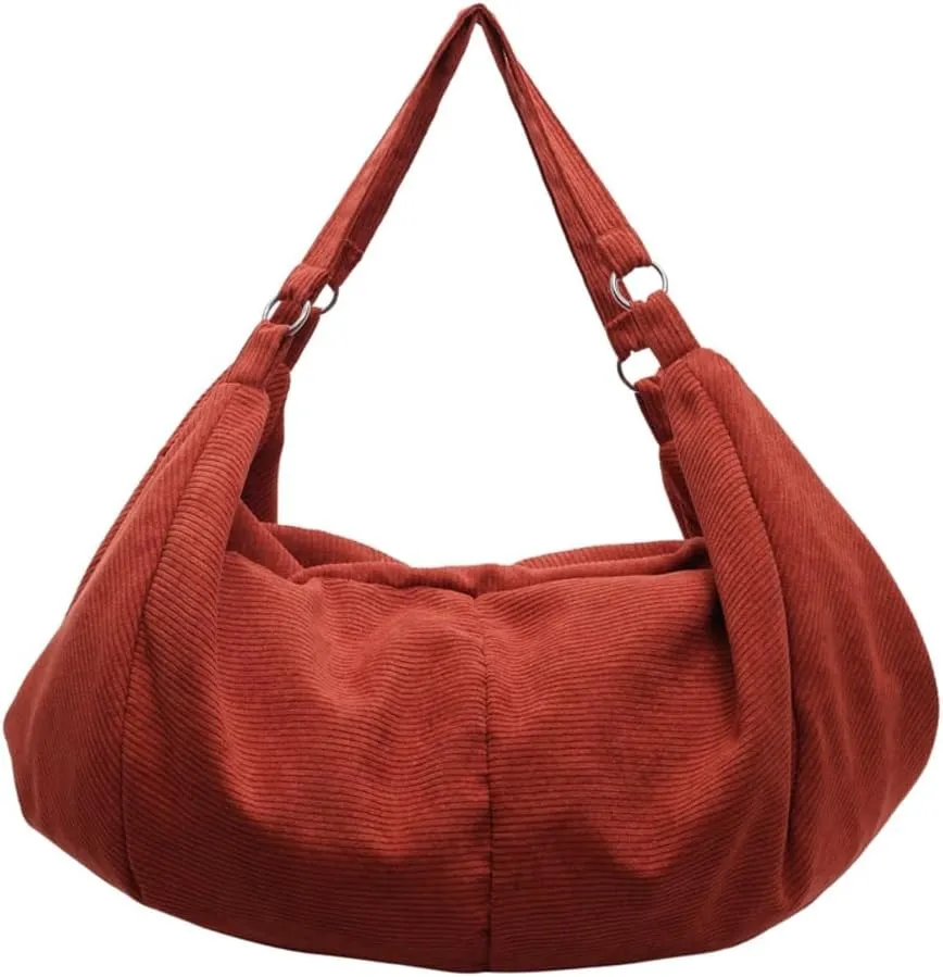 Slouchy Corduroy Shoulder Bag for Women Slouchy Travel Backpack Lightweight Tote Bag Gym Bag Travel Bag Everything Tote Purse