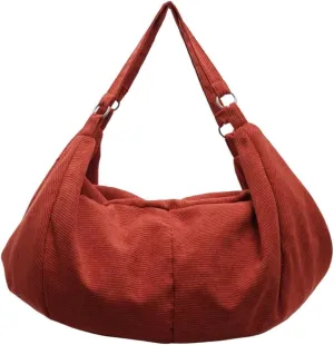 Slouchy Corduroy Shoulder Bag for Women Slouchy Travel Backpack Lightweight Tote Bag Gym Bag Travel Bag Everything Tote Purse