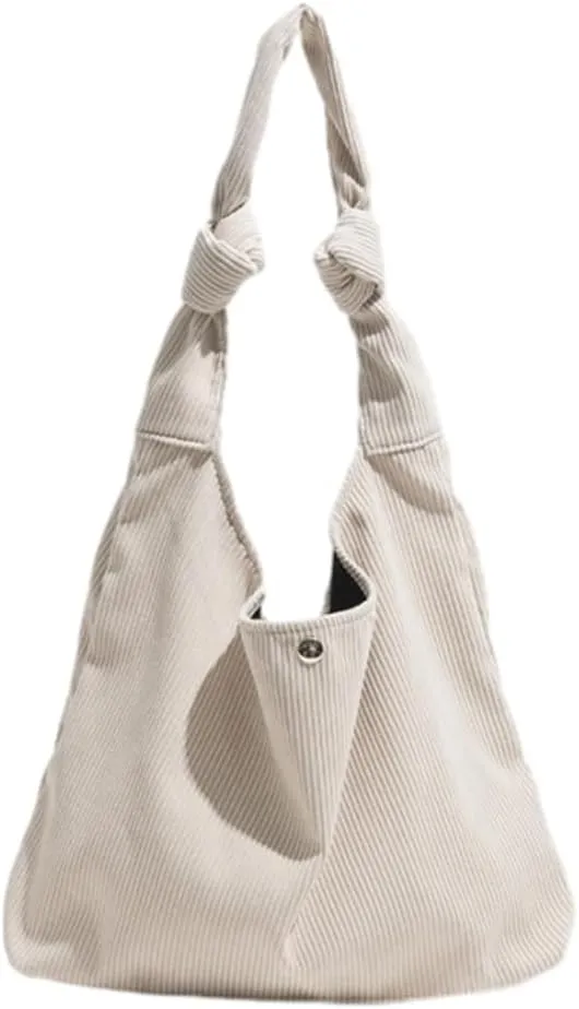 Slouchy Corduroy Tote Bag for Women Baggy Shoulder Bag Large Hobo Bag Retro Carryall Bag Everything Tote Office Tote