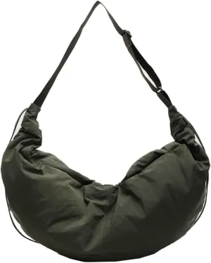 Slouchy Crescent Crossbody Shoulder Bag for Women Large Dumpling Tote Purse Canvas Handbags with Drawstring