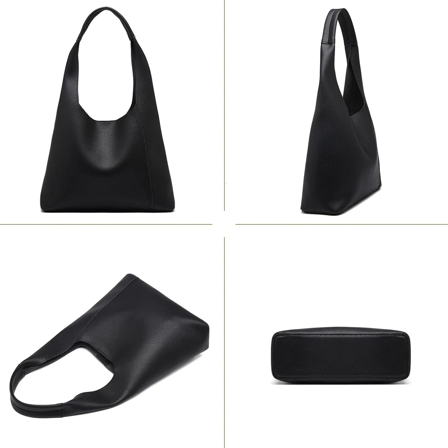 Slouchy Hobo Bags for Women, Shoulder Handbag Purse 2pcs Soft Tote Work Bag PU Leather Top Handle Bag