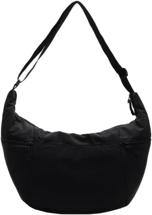 Slouchy Sling Bag for Women Canvas Crescent Bag Hobo Purse with Adjustable Strap Saddle Bag for Travel