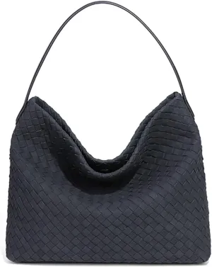 Slouchy Suede Woven Hobo Bags Women Trendy Suede Purse Crossbody Crescent Shoulder Satchel Bag Top Handle Tote Handbag