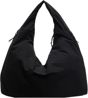 Slouchy Tote Bag 2025 Nylon Solid Pleated Handbag Men Women Large Shoulder Travel Gym Commute Hobo Weekend Vacation