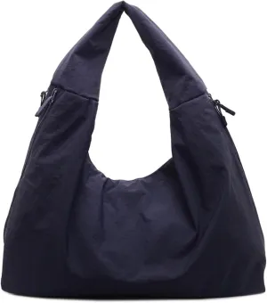 Slouchy Tote Bag 2025 Nylon Solid Pleated Handbag Men Women Large Shoulder Travel Gym Commute Hobo Weekend Vacation
