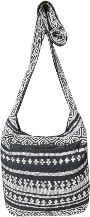 Small Aztec Messenger Bag - Handmade Woven Hippie Hobo Shoulder Handbag - Ikat Tribal Sling Purse for Women