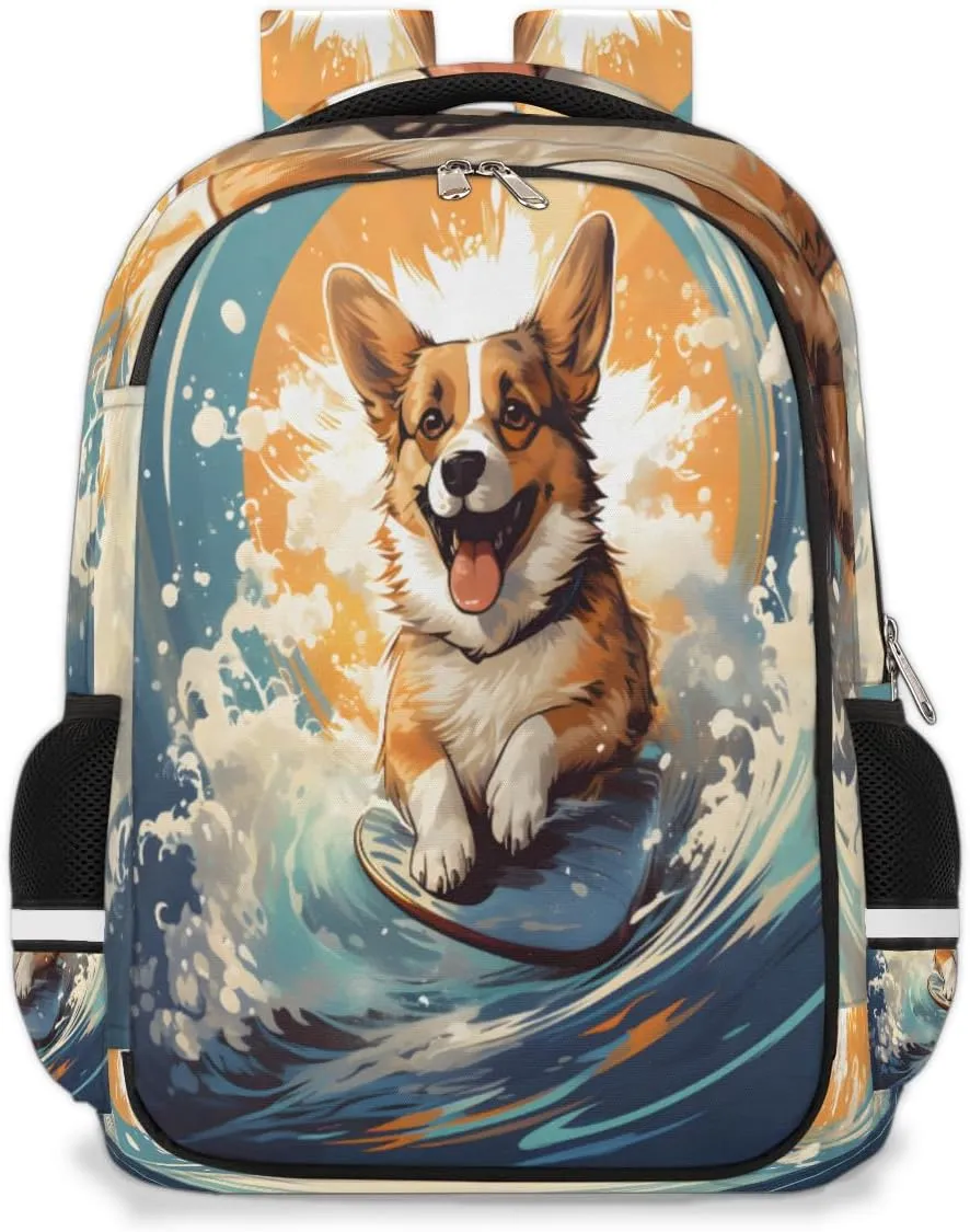 Small Backpack for Women, Cartoon Dog Travel Backpack Multi Compartment Carry On Backpack Drift Dog Waterproof Backpack Cute Book Bags With Chest Strap for Women Men