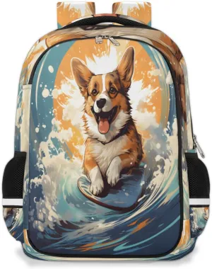 Small Backpack for Women, Cartoon Dog Travel Backpack Multi Compartment Carry On Backpack Drift Dog Waterproof Backpack Cute Book Bags With Chest Strap for Women Men