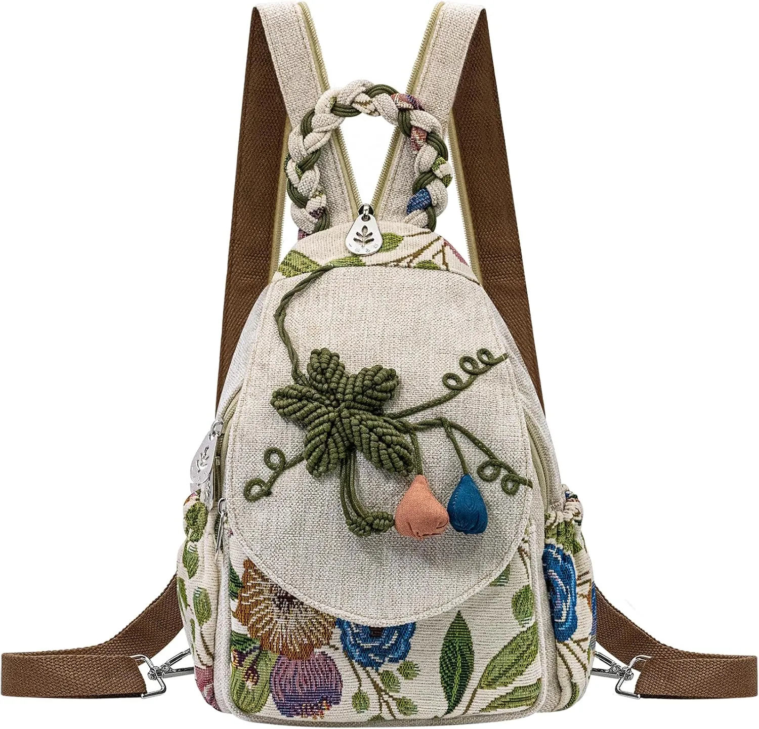 Small Backpack Purse for Women, Hand-Woven Sling Bag, Women's Mini Hippie Boho Cute Sling Backpack