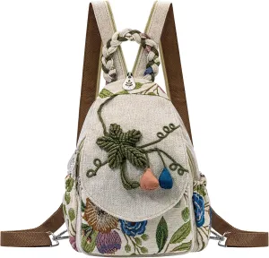 Small Backpack Purse for Women, Hand-Woven Sling Bag, Women's Mini Hippie Boho Cute Sling Backpack